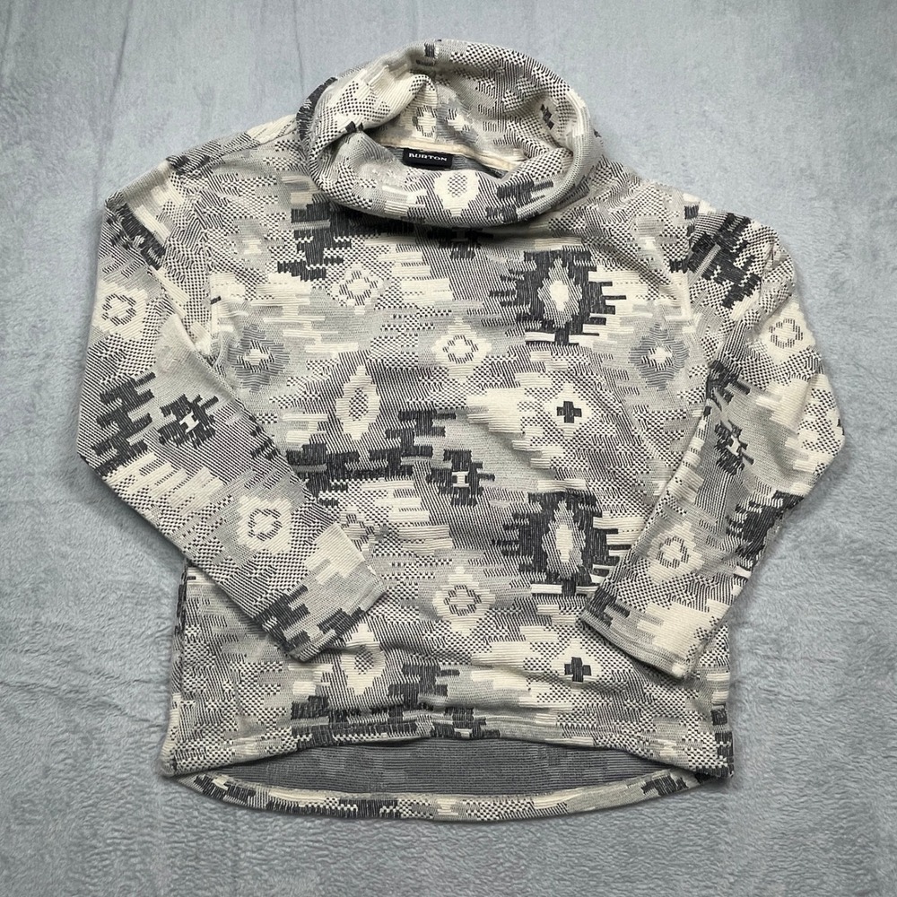 Burton Pullover Women Medium Grey Southwestern Cowl Neck Wellmore Premium